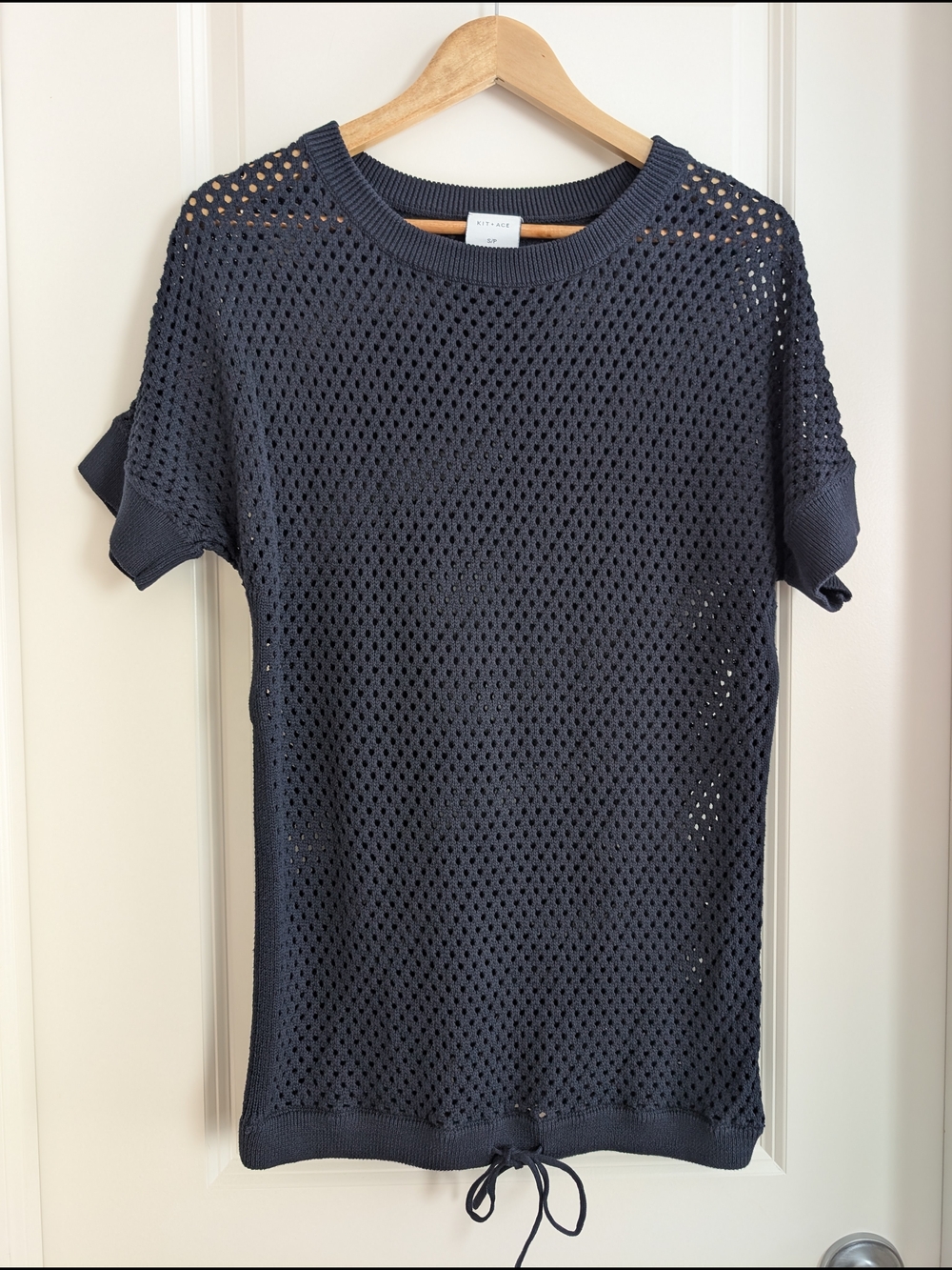 Kit and Ace | Essex Pointelle Sweater Tee | Dark Navy | S